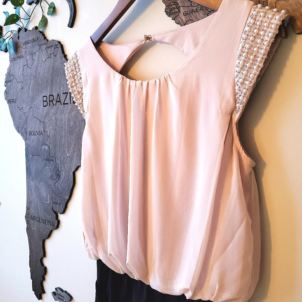 NWOT🔥Elegant Soft Pink Pearl Office/Party Dress - Picture 3 of 7
